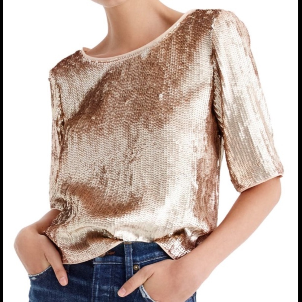 J. Crew Rose Gold Sequin Crop Top